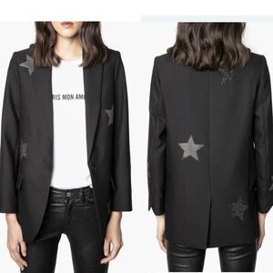 NWT ✨Zadig & Voltaire Viva rhinestone star jacket Black